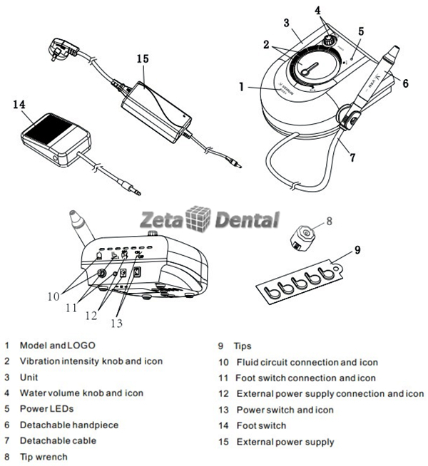 Vrn® Dental Ultrasonic Scaler K08A Metal Handpiece